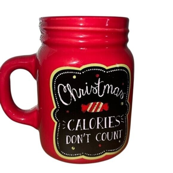 Celebrate It Christmas Mason Jar Mug 3" x 5" Red Ceramic - Picture 1 of 6